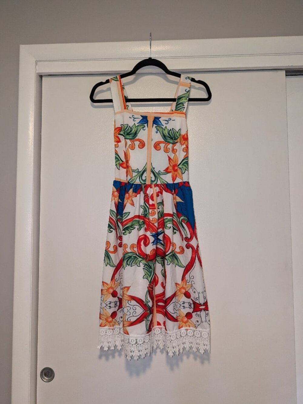 4/$16 ❇️ Colorful Floral Print Mini Dress with Lace Trim
